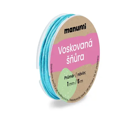 Manumi Voskovaná šňůra 1mm/5m světle modrá - 1 ks