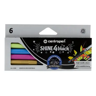 Centropen popisovače Shine 4 Black 2590 metalické sada 6ks - 1 balení