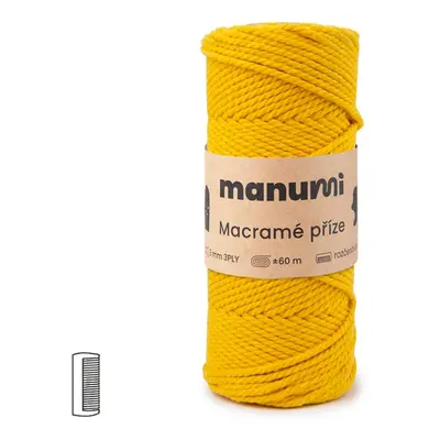 Manumi Macramé příze stáčená 3PLY 3mm tmavě žlutá - 3 ks