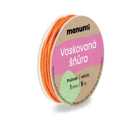 Manumi Voskovaná šňůra 1mm/5m oranžová - 1 ks