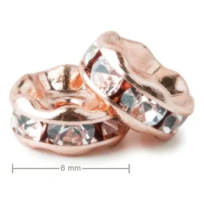 Manumi štrasová rondelka 6 mm rose gold Crystal - 4 ks