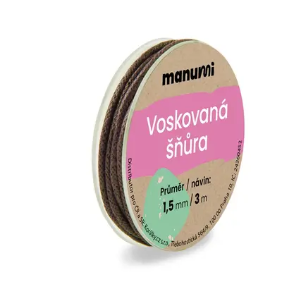 Manumi Voskovaná šňůra 1,5mm/3m hnědá - 5 ks