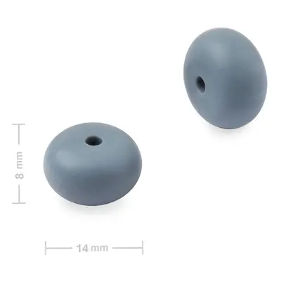 Silikonové korálky rondelky 14x8mm Dim Grey - 4 ks