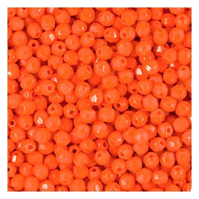 Manumi české broušené korálky 3mm Opaque Bright Orange - 300 ks