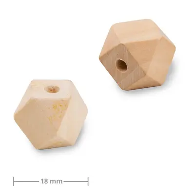 Dřevěné korálky hexagon s velkým průtahem pro Macramé 18mm - 50 ks