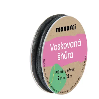 Manumi Voskovaná šňůra 2mm/2m černá - 5 ks