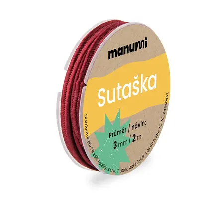 Manumi Sutaška 3mm/2m bordo - 5 ks