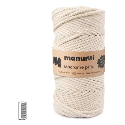 Manumi Macramé příze stáčená 3PLY 5mm natural - 3 ks