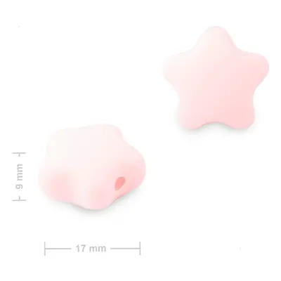 Silikonové korálky hvězdička 17x16x9mm Baby Pink - 3 ks