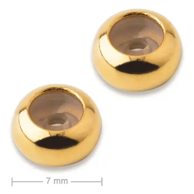 Stříbrný stopper se silikonem 7 x 1,5 mm pozlacený 24K zlatem - 1 ks