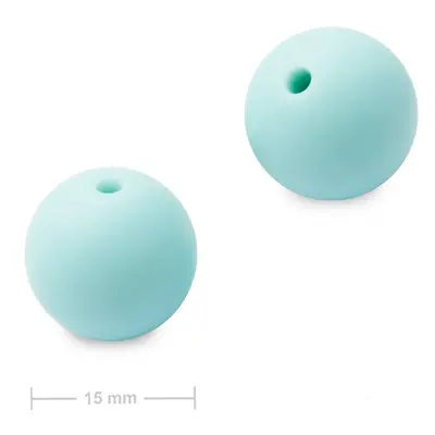 Silikonové kulaté korálky 15mm Baby Blue - 15 ks