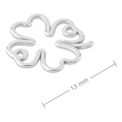 Stříbrný spojovací díl čtyřlístek 13 mm - 5 ks