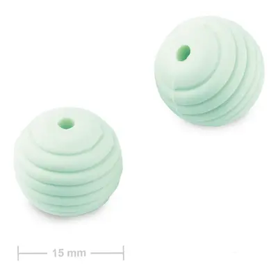 Silikonové kulaté korálky s vroubky 15mm Mint Green - 10 ks