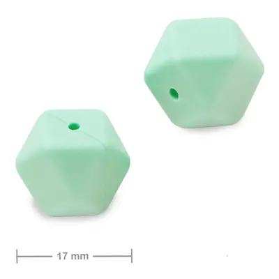 Silikonové korálky hexagon 17mm Mint Green - 10 ks