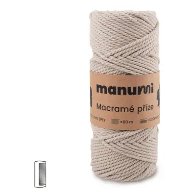 Manumi Macramé příze stáčená 3PLY 3mm písková - 3 ks