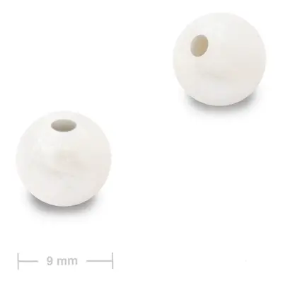 Silikonové kulaté korálky 9mm Pearl White - 30 ks