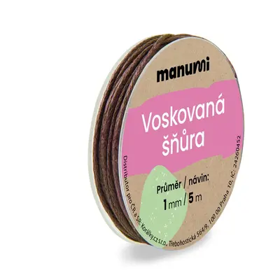 Manumi Voskovaná šňůra 1mm/5m hnědá - 5 ks