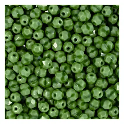 Manumi české broušené korálky 4mm Opaque Green White Black - 45 ks