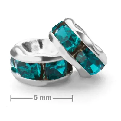 Manumi štrasová rondelka 5 mm stříbrná Blue Zircon - 4 ks