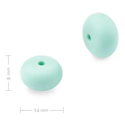 Silikonové korálky rondelky 14x8mm Mint Green - 20 ks