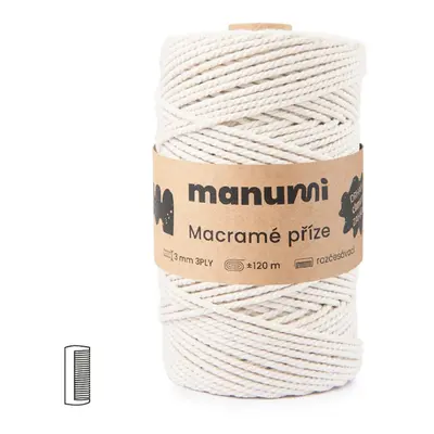 Manumi Macramé příze stáčená 3PLY 3mm 120m natural - 3 ks