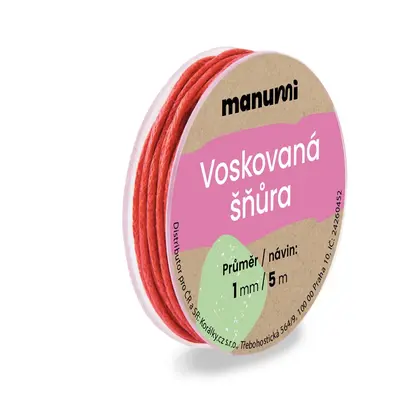 Manumi Voskovaná šňůra 1mm/5m červená - 5 ks