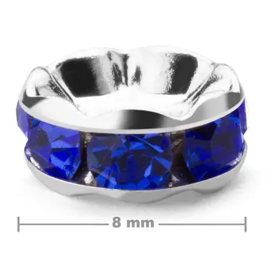 Manumi štrasová rondelka 8 mm stříbrná Sapphire - 4 ks