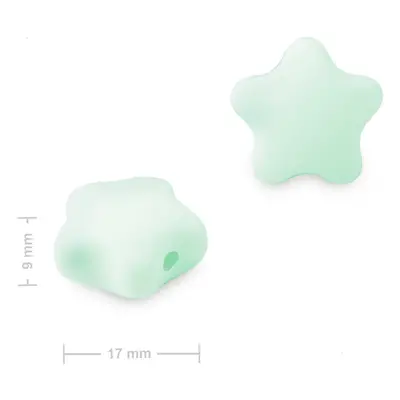 Silikonové korálky hvězdička 17x16x9mm Mint Green - 3 ks