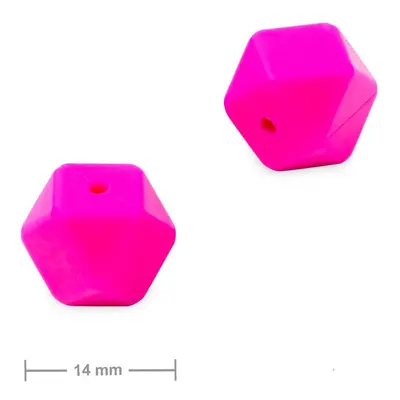 Silikonové korálky hexagon 14mm Pink Glaze - 3 ks