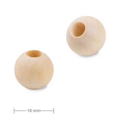 Dřevěné korálky s velkým průtahem pro Macramé 18mm - 90 ks