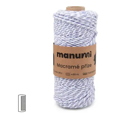 Manumi Macramé příze stáčená 2PLY 3mm fialovo-bílá - 3 ks