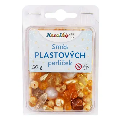 Manumi Směs plastových korálků oranžová - 50 g