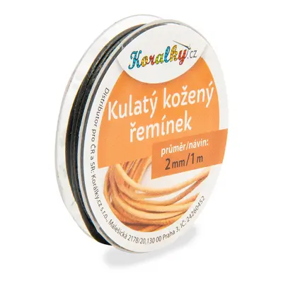 Manumi Kulatý kožený řemínek 2mm/1m černý č.45 - 5 ks