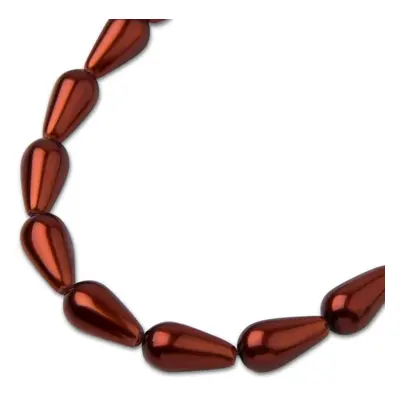 Preciosa perla hruška 10x6mm Pearl Effect Dark Copper - 36 ks