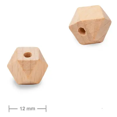 Dřevěné korálky hexagon 12mm - 15 ks