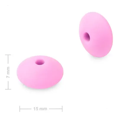 Silikonové korálky lentilky 12x7mm Candy Pink - 30 ks