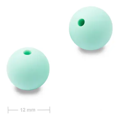 Silikonové kulaté korálky 12mm Mint Green - 4 ks