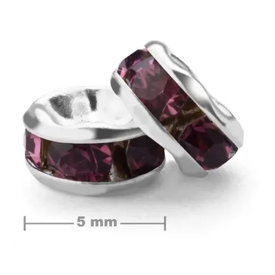 Manumi štrasová rondelka 5 mm stříbrná Amethyst - 4 ks