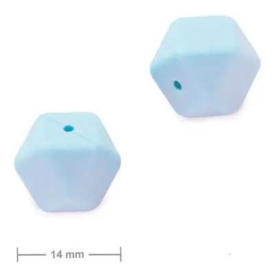 Silikonové korálky hexagon 14mm Pastel Blue - 3 ks