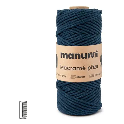 Manumi Macramé příze stáčená 3PLY 3mm tmavě modrá - 3 ks