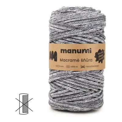 Manumi Macramé šňůra 5mm tmavě šedý melír - 3 ks