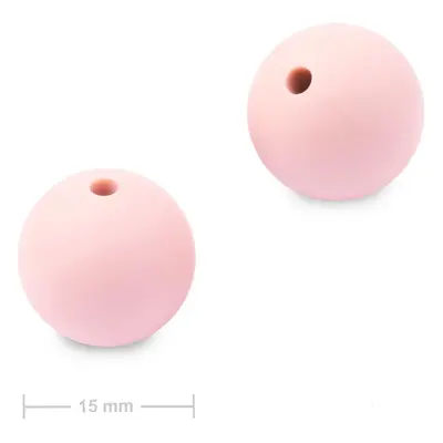 Silikonové kulaté korálky 15mm Baby Pink - 3 ks