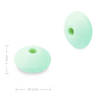 Silikonové korálky lentilky 12x7mm Mint Green - 5 ks