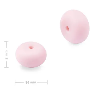 Silikonové korálky rondelky 14x8mm Baby Pink - 20 ks