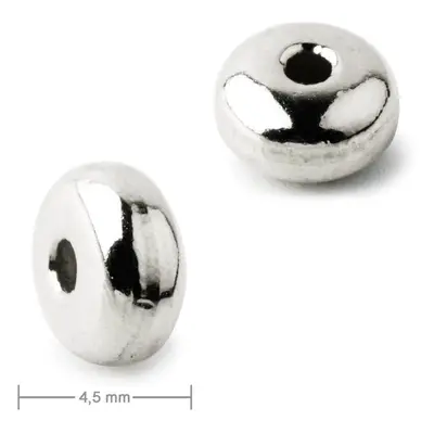 Kovový korálek donut 4,5mm v barvě platiny - 60 ks