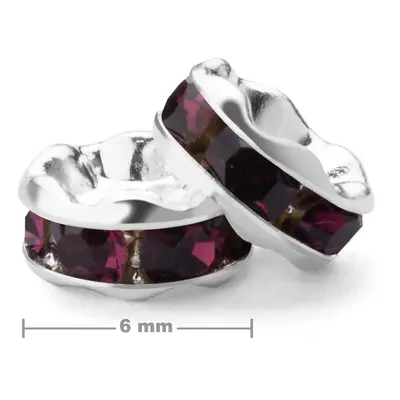 Manumi štrasová rondelka 6 mm stříbrná Amethyst - 4 ks