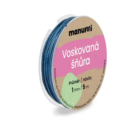 Manumi Voskovaná šňůra 1mm/5m tmavě modrá - 5 ks