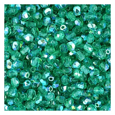 Manumi české broušené korálky 3mm Emerald AB - 300 ks