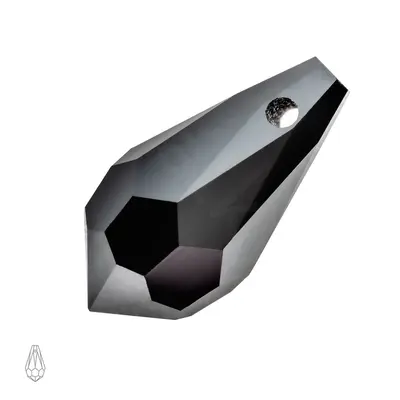 Preciosa MC přívěsek kapka 984 5,5x11mm Jet Hematite - 4 ks