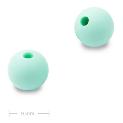 Silikonové kulaté korálky 9mm Mint Green - 6 ks